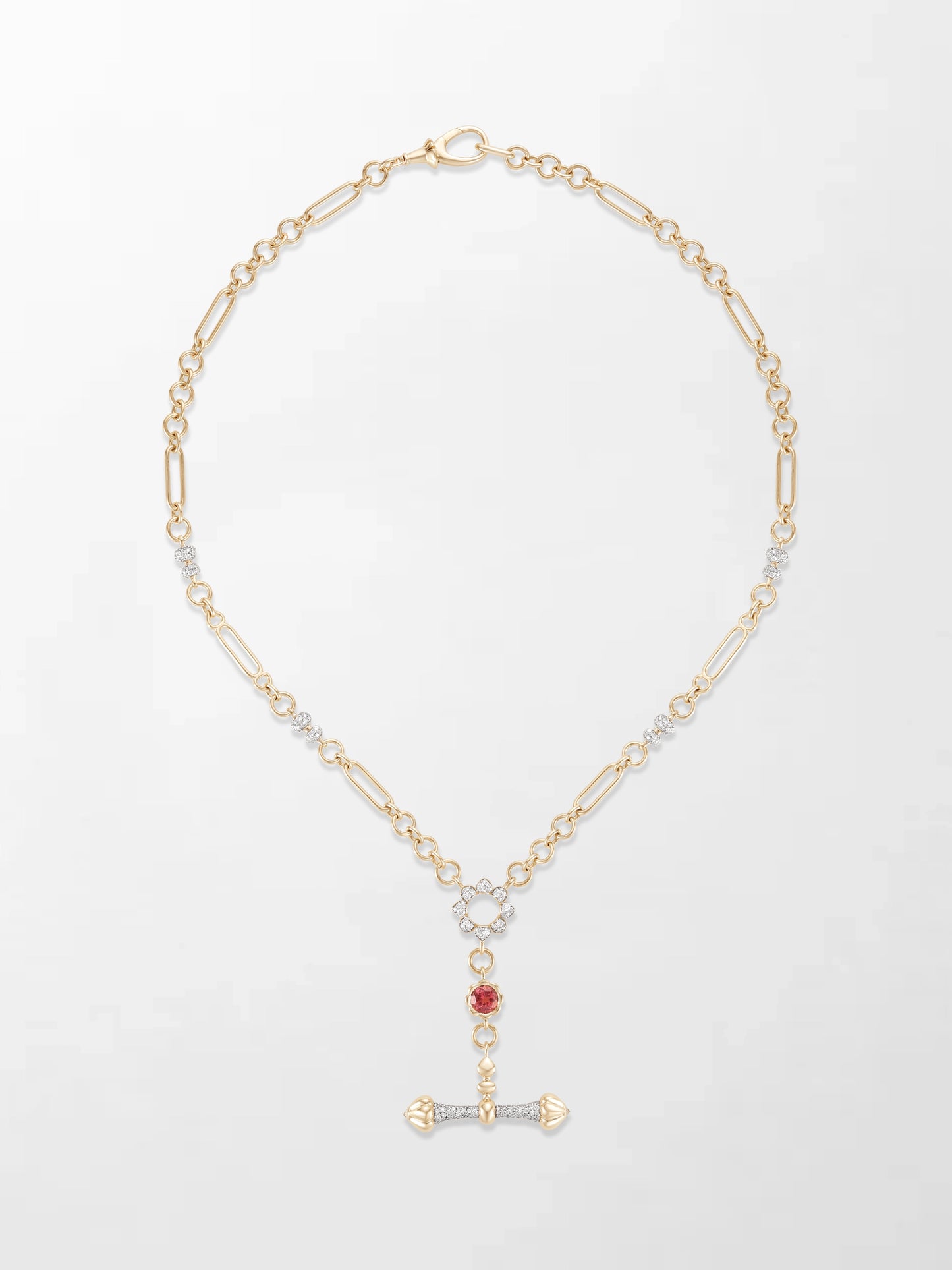 Pink Tourmaline T-Bar Chain