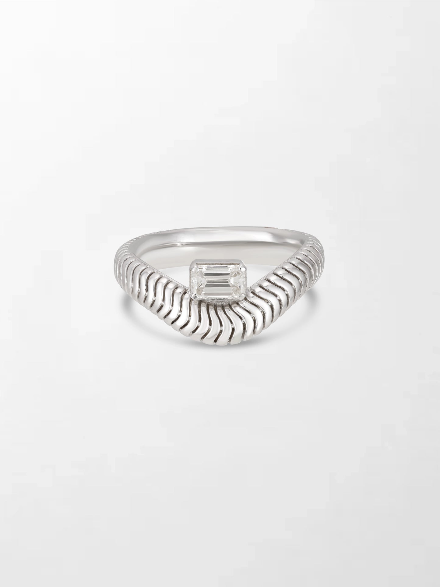 Emerald Cut Wave Ring