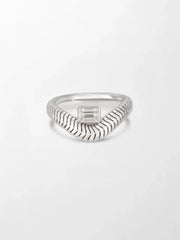 Emerald Cut Wave Ring