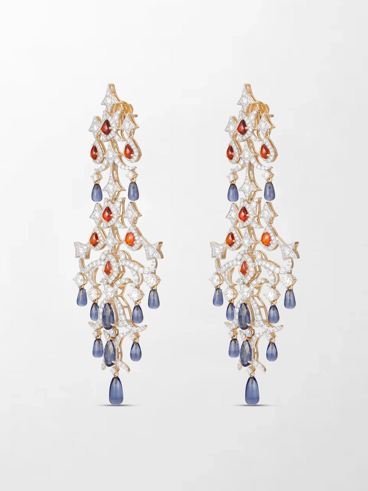 Sapphire Spire Chandelier Earrings