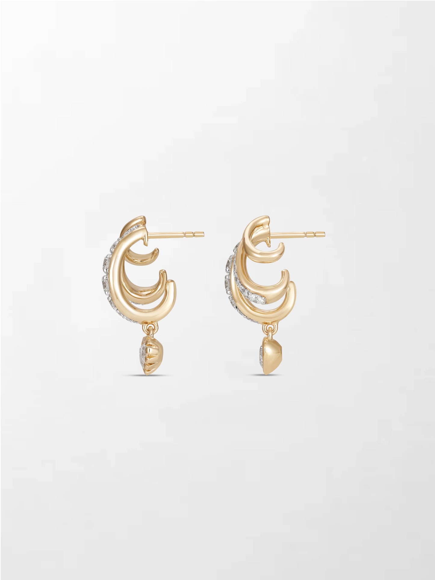 Bezel Heart Drop Earrings