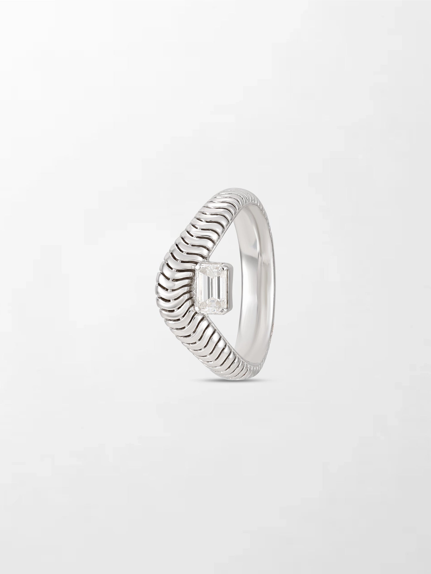 Emerald Cut Wave Ring