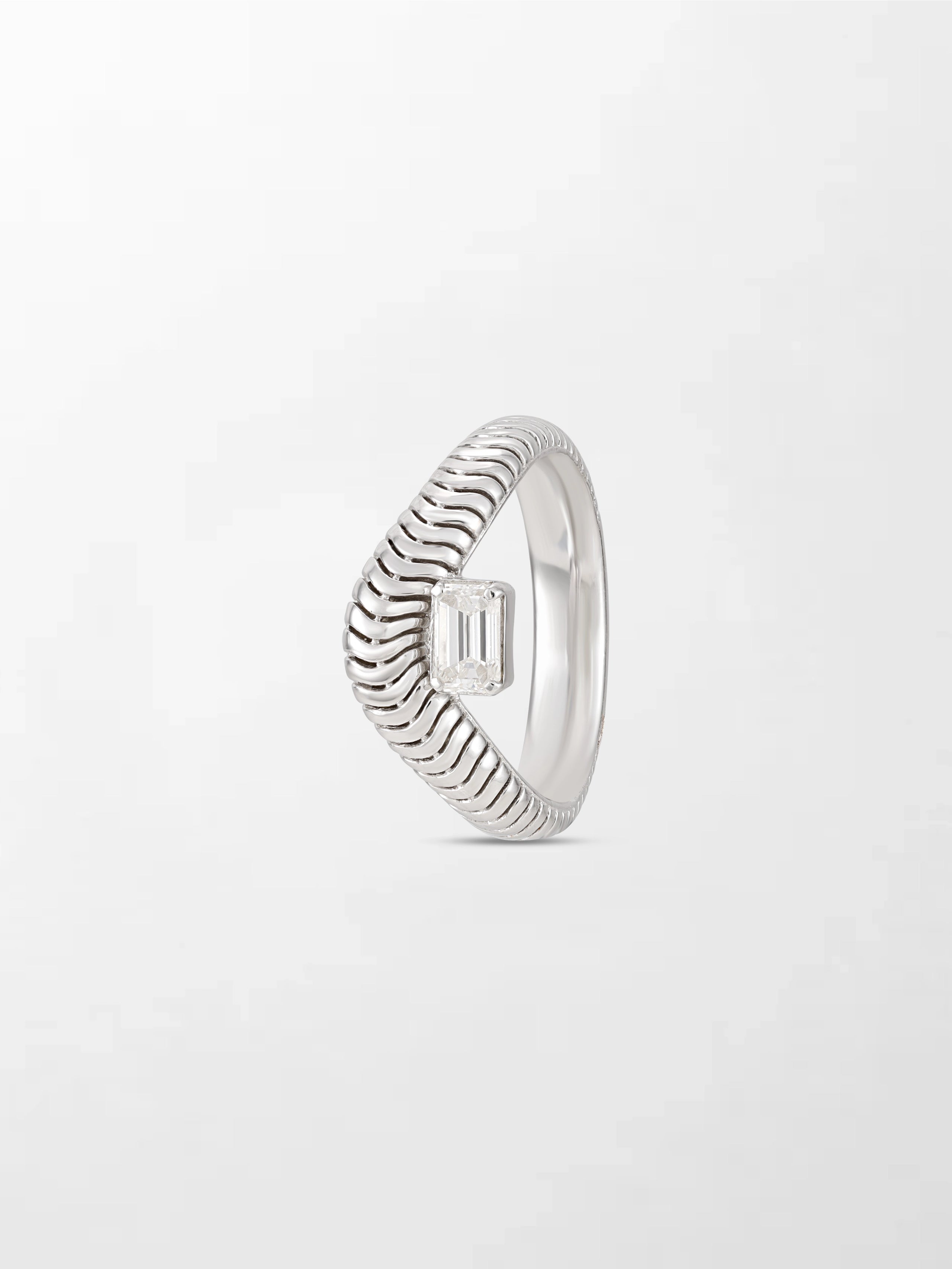 Emerald Cut Wave Ring