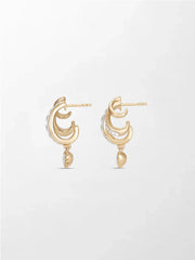 Bezel Heart Drop Earrings