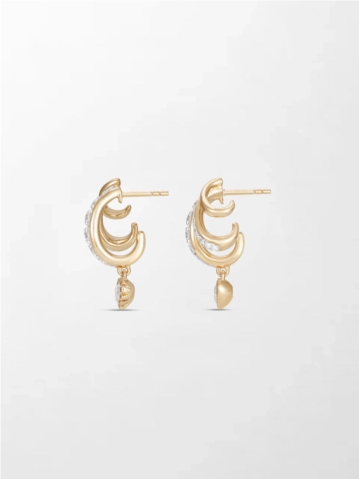 Bezel Heart Drop Earrings