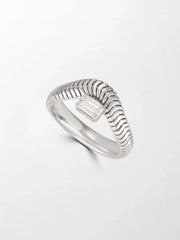 Emerald Cut Wave Ring