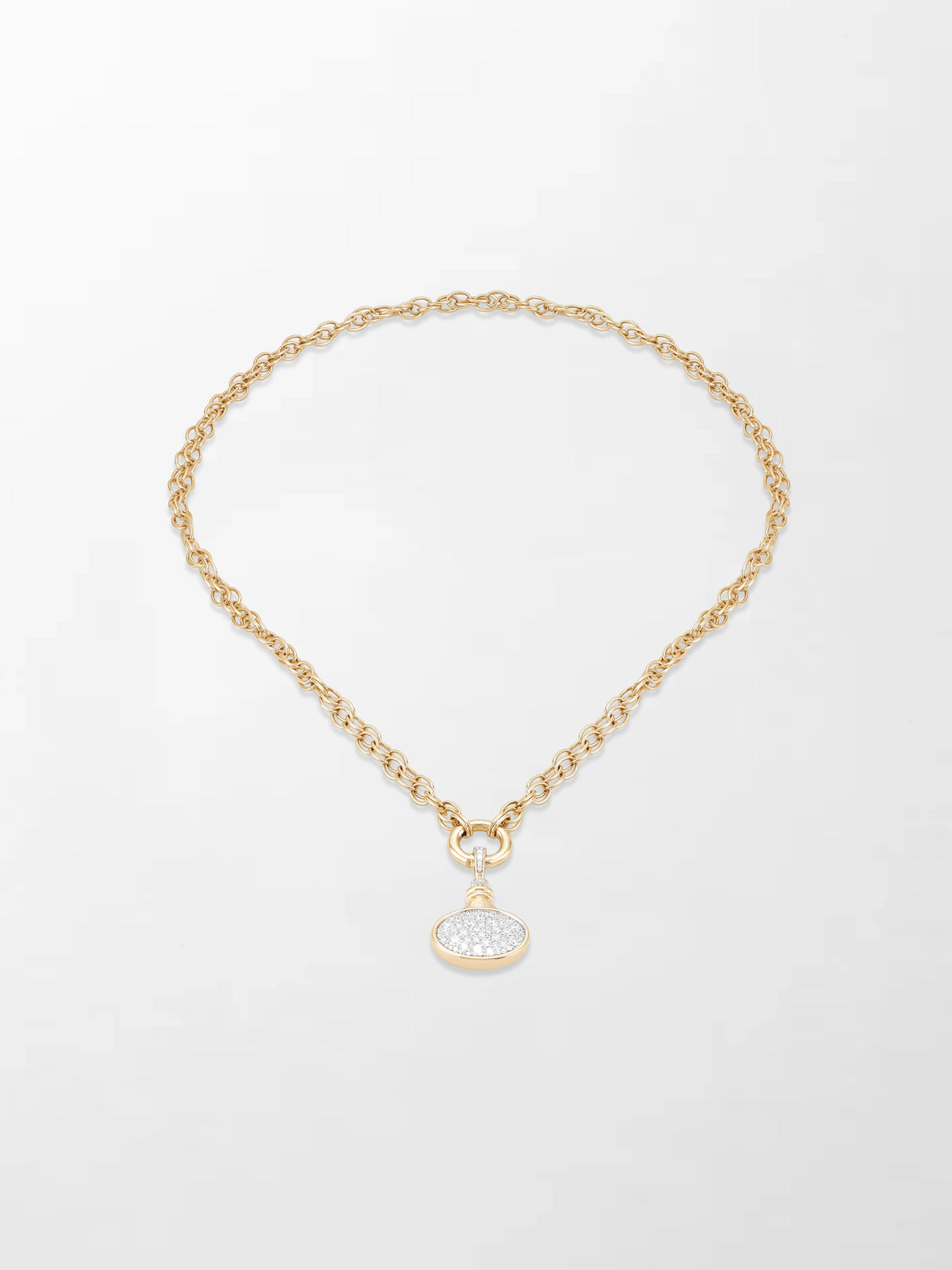 Oval Motif Pave Pendent on Illusion Chain