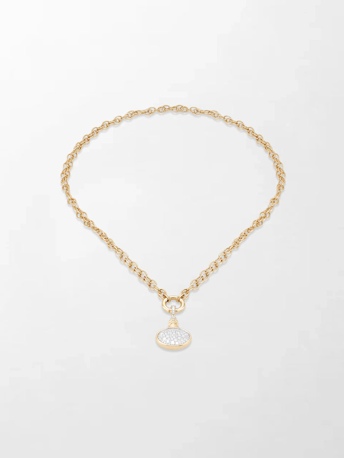 Oval Motif Pave Pendent on Illusion Chain
