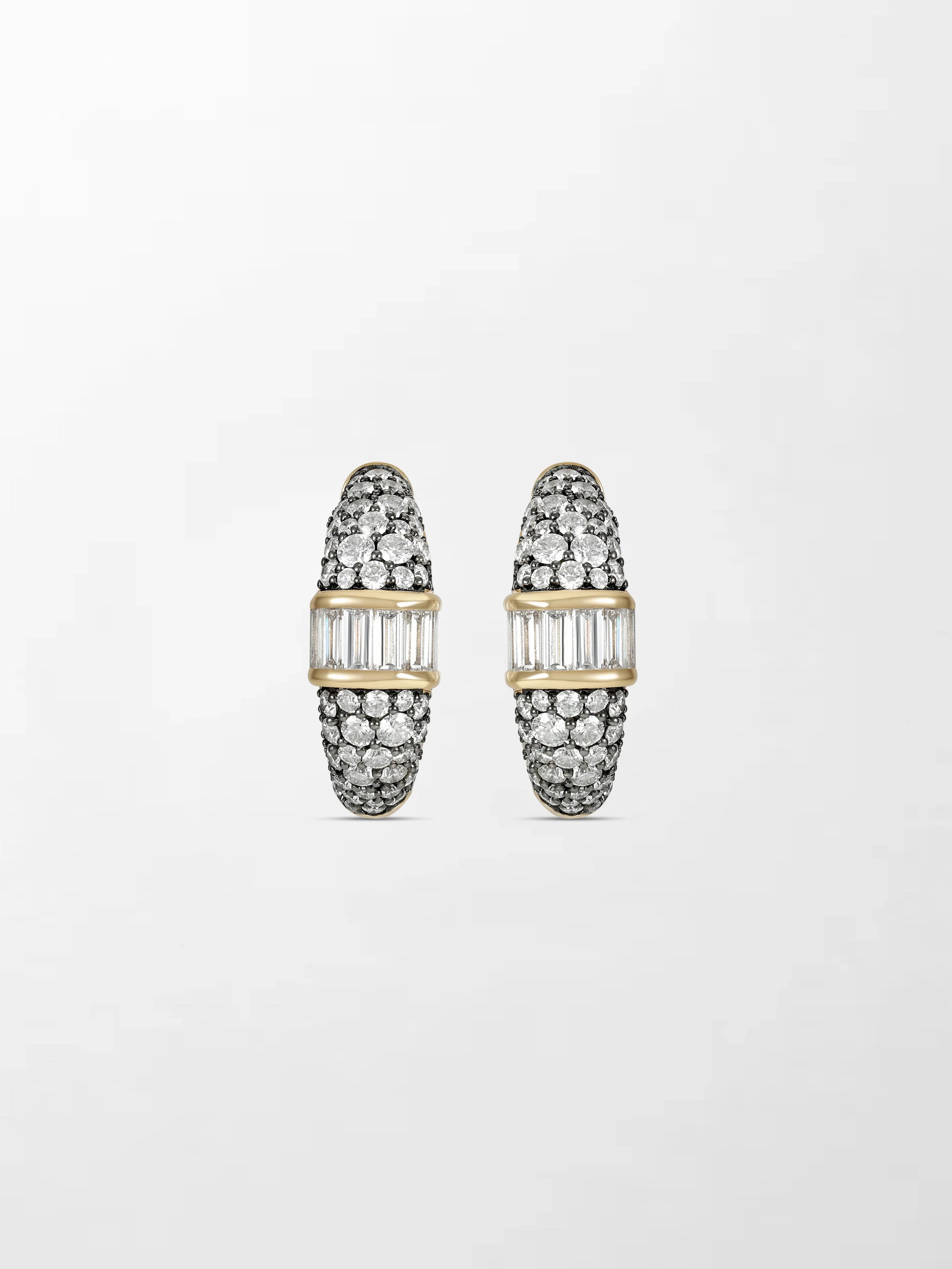Rhodium Pavé Baguette hoops
