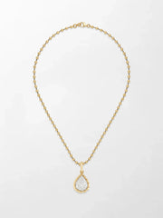 Split Bezel Snow Teardrop Pendant with Ball Chain