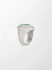 Emerald Heart Pavé Diamond Ring
