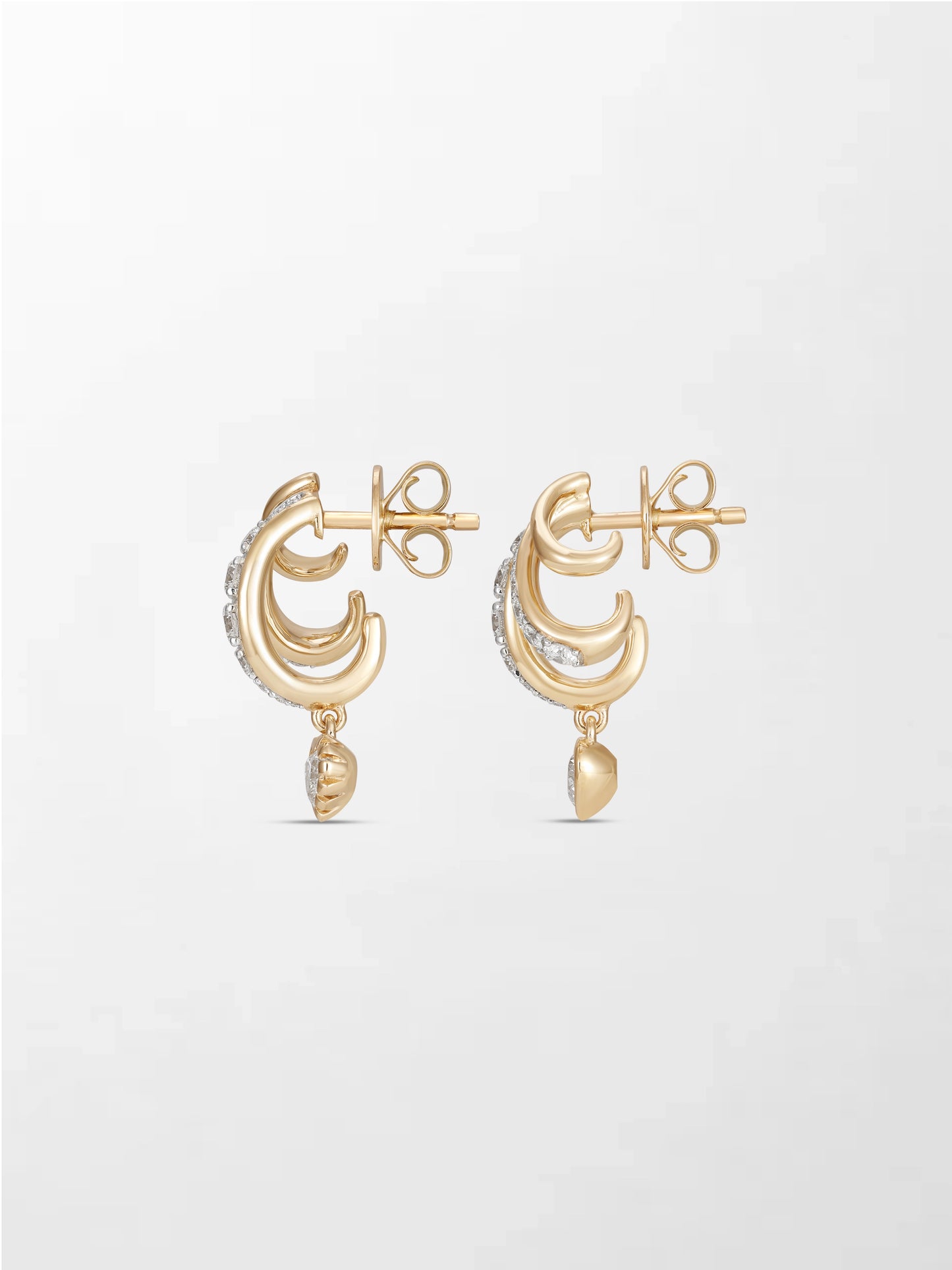 Bezel Heart Drop Earrings