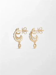 Bezel Heart Drop Earrings