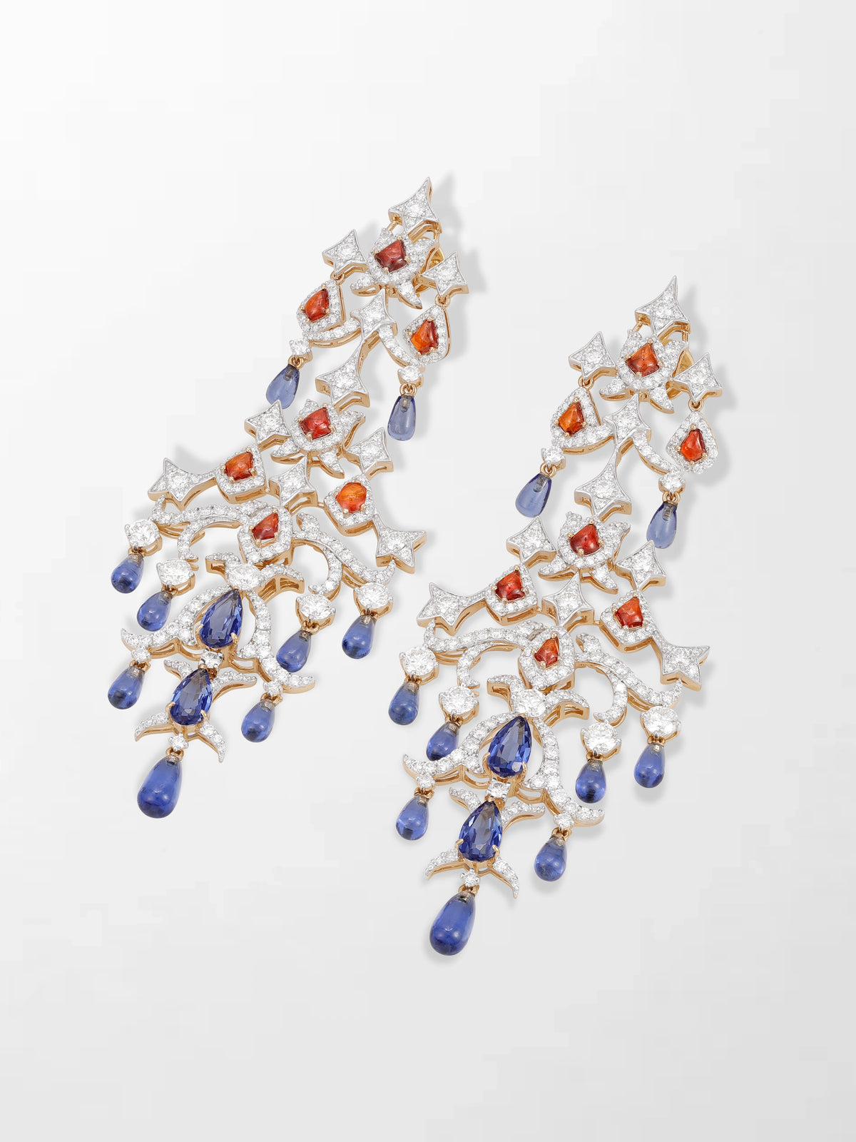 Sapphire Spire Chandelier Earrings