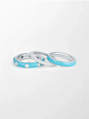 Blue Enamel Stack Ring