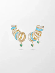 Blue Enamel Heart Mismatch Emerald Climbers