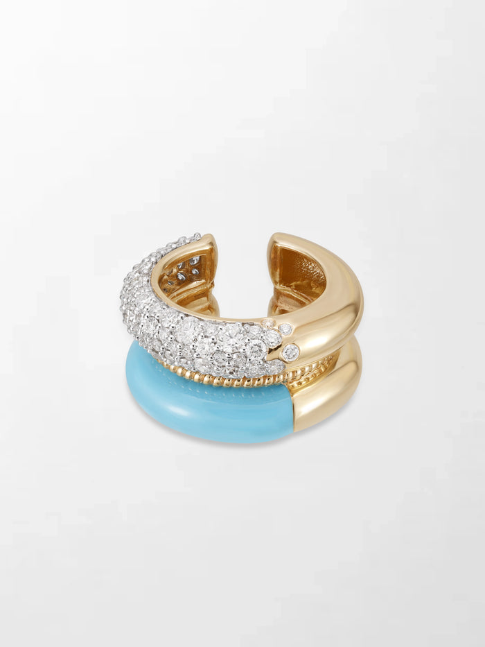 Blue Enamel Pavé Ear Cuff