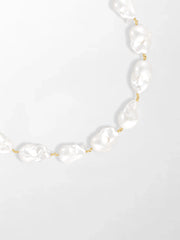 Baroque Pearl Necklace with Split Bezel Pavé Pendant