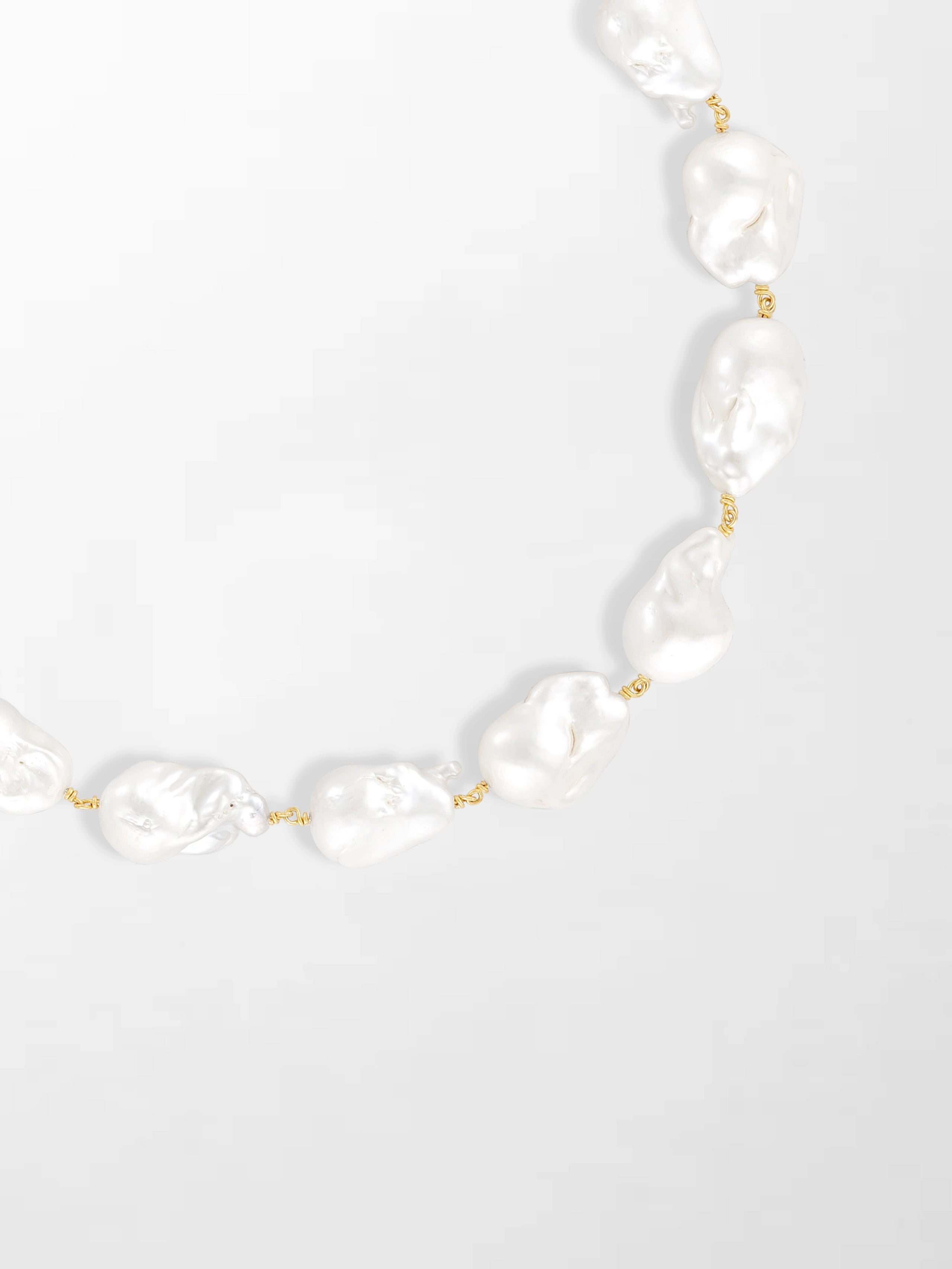 Baroque Pearl Necklace with Split Bezel Pavé Pendant