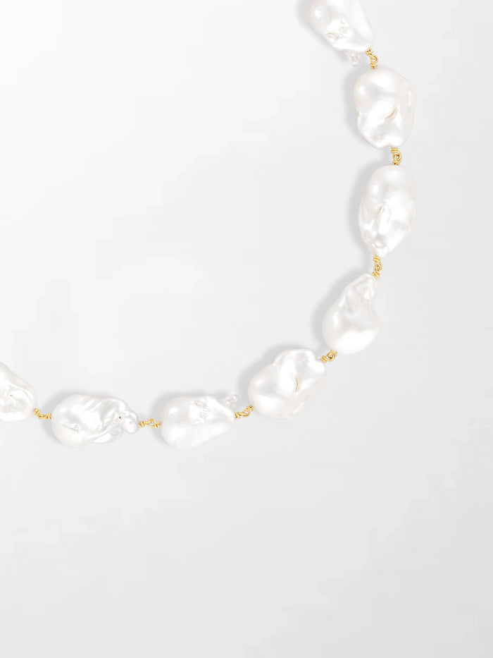Baroque Pearl Necklace with Split Bezel Pavé Pendant
