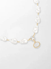 Baroque Pearl Necklace with Split Bezel Pavé Pendant