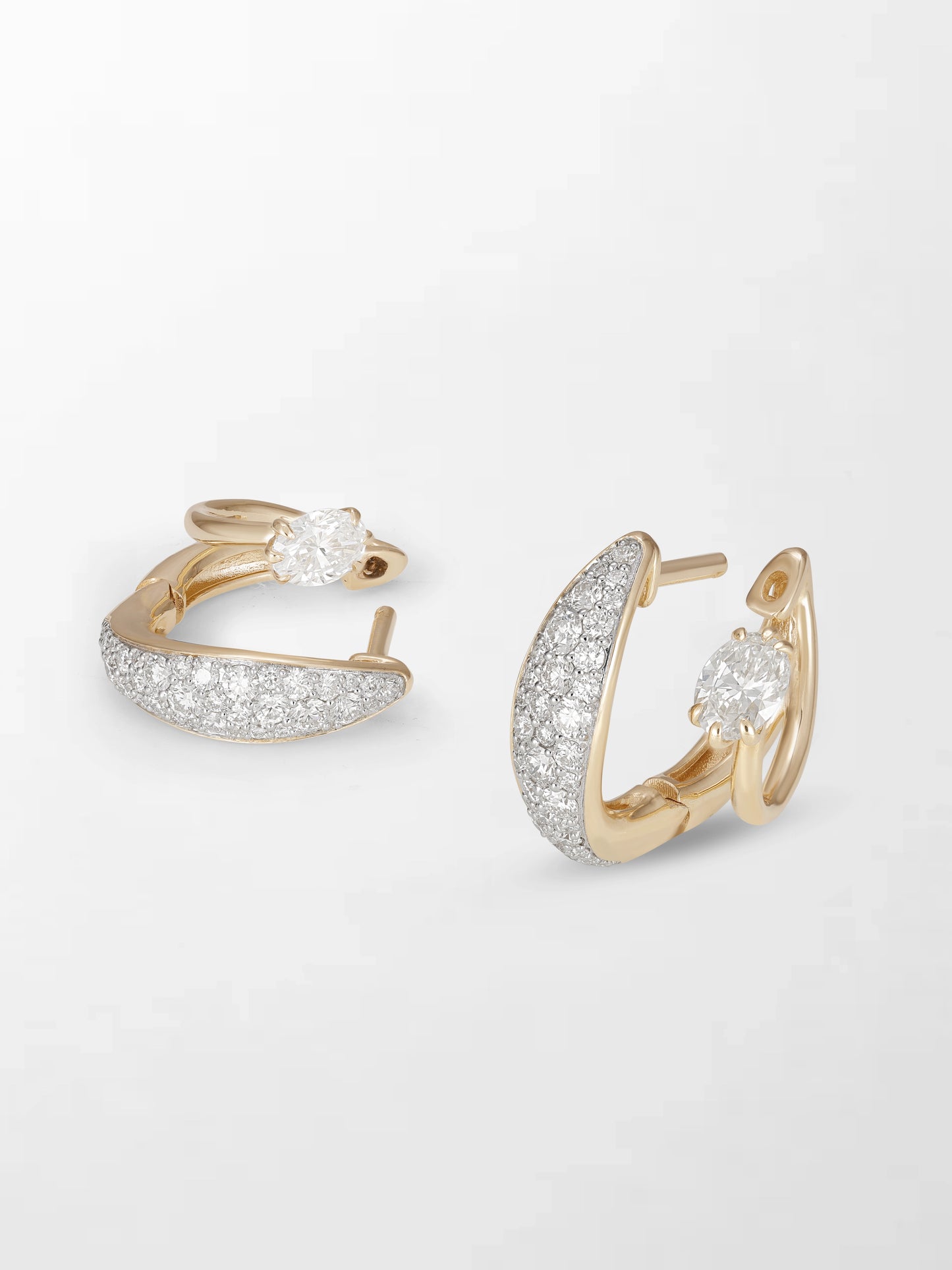 Pavé Oval Diamond Hoops