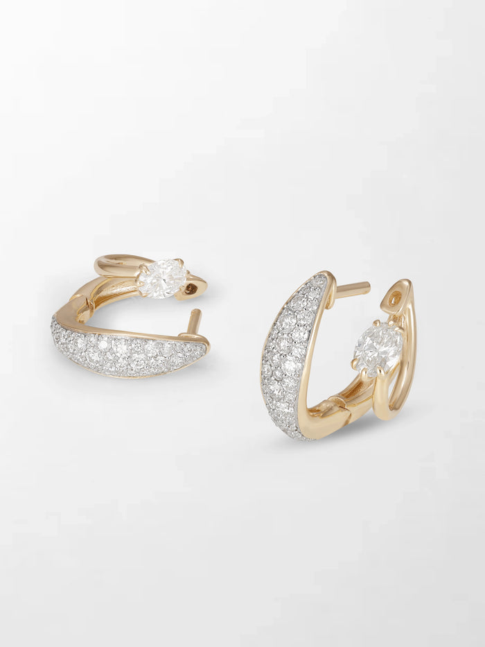 Pavé Oval Diamond Hoops