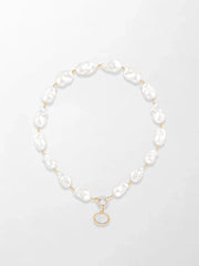 Baroque Pearl Necklace with Split Bezel Pavé Pendant