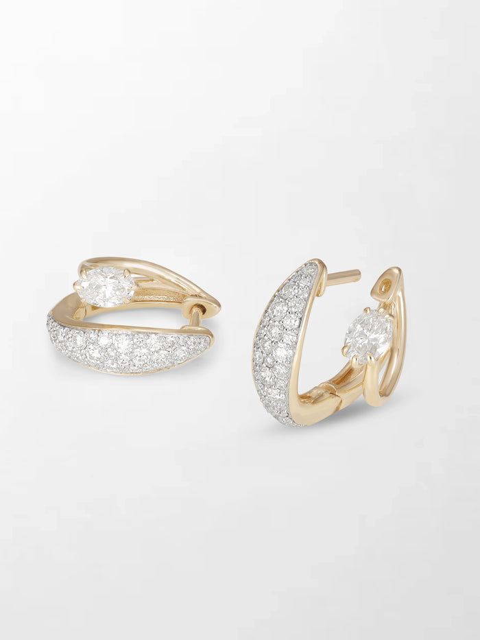 Pavé Oval Diamond Hoops