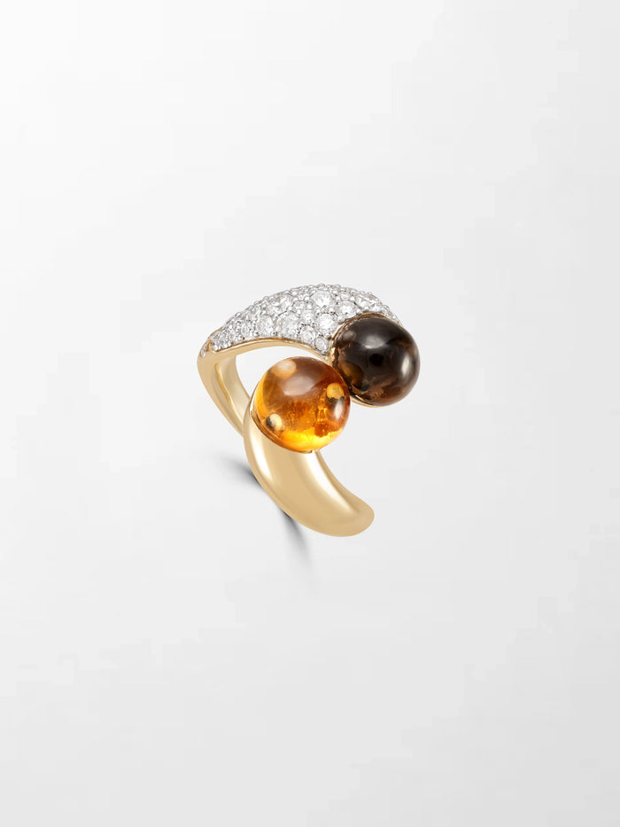 Duality Citrine & Smoky Topaz Ring