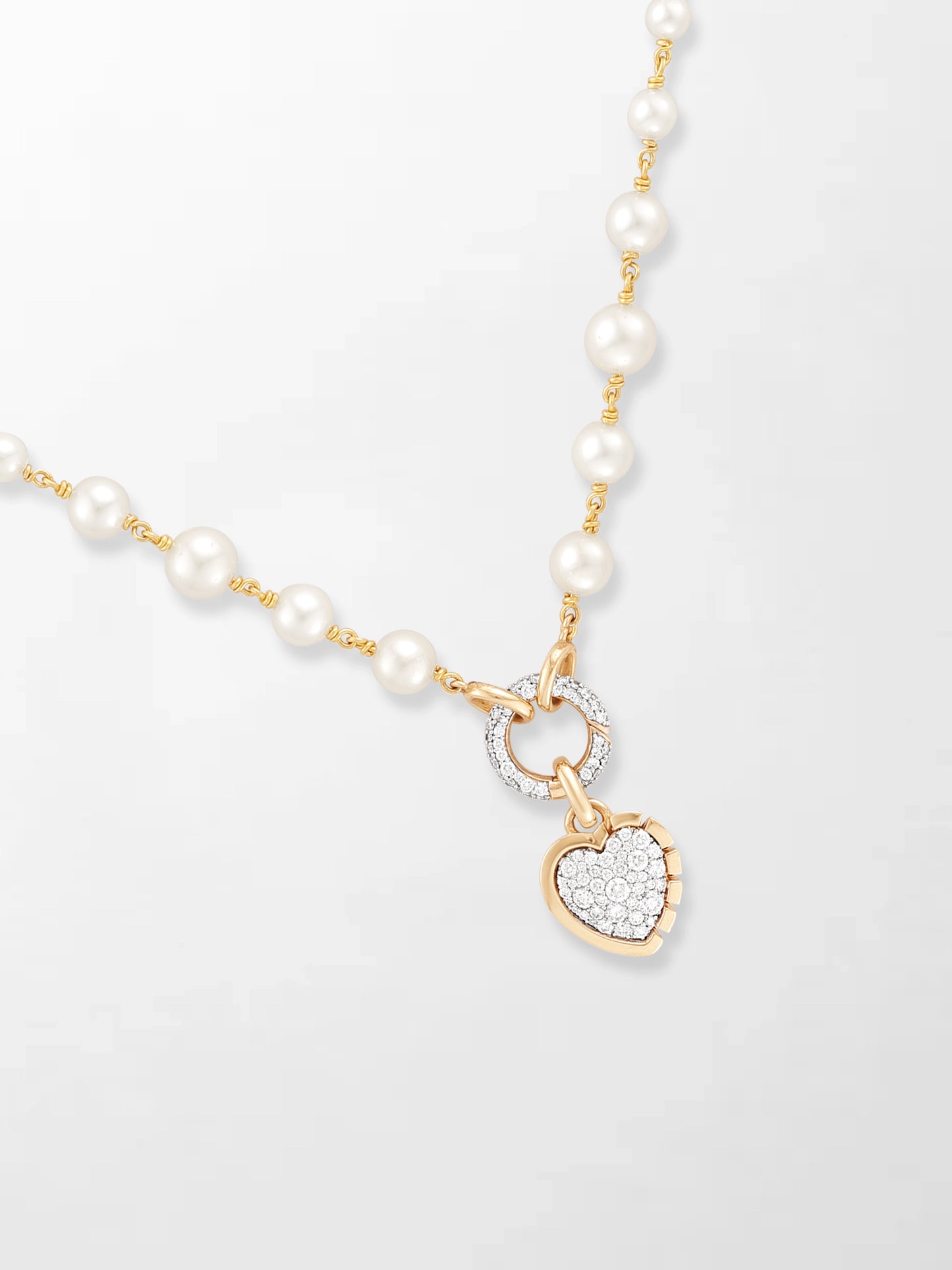 Akoya Pearl Necklace with Split Bezel Heartlight Pendant