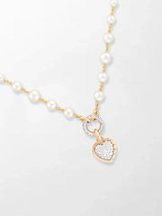 Akoya Pearl Necklace with Split Bezel Heartlight Pendant