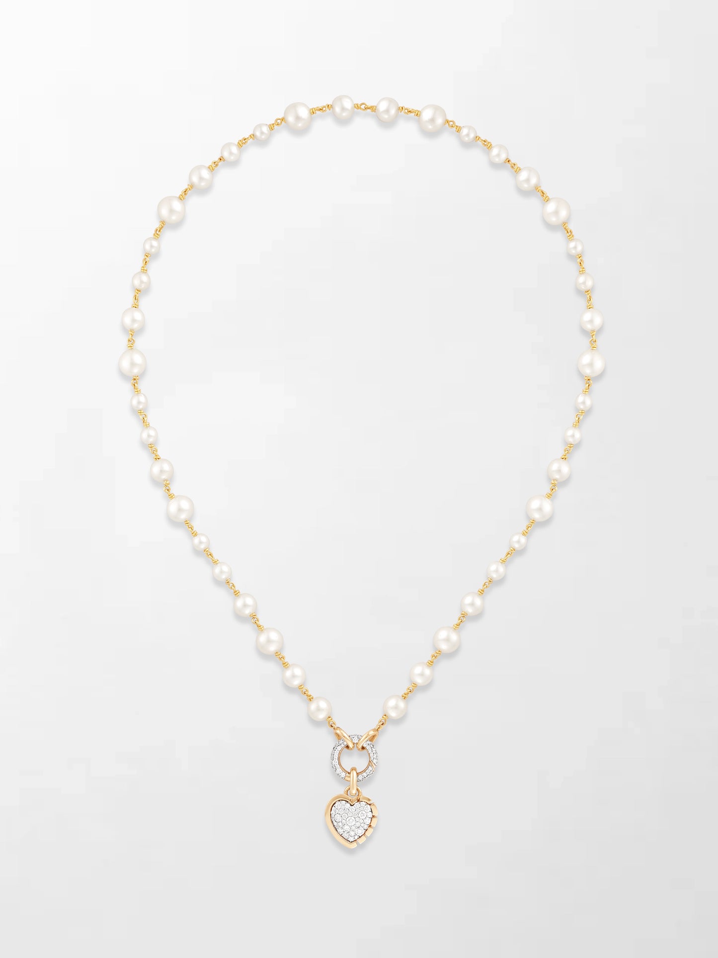 Akoya Pearl Necklace with Split Bezel Heartlight Pendant