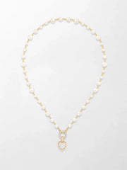 Akoya Pearl Necklace with Split Bezel Heartlight Pendant