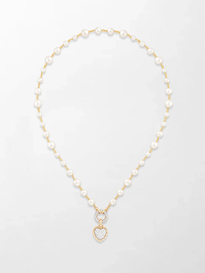 Akoya Pearl Necklace with Split Bezel Heartlight Pendant