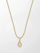 Split Bezel Snow Teardrop Pendant with Ball Chain