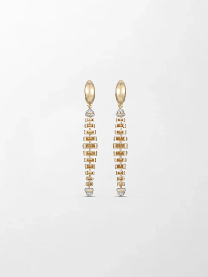 Diamond Huggie Elongé Roundelle Earrings
