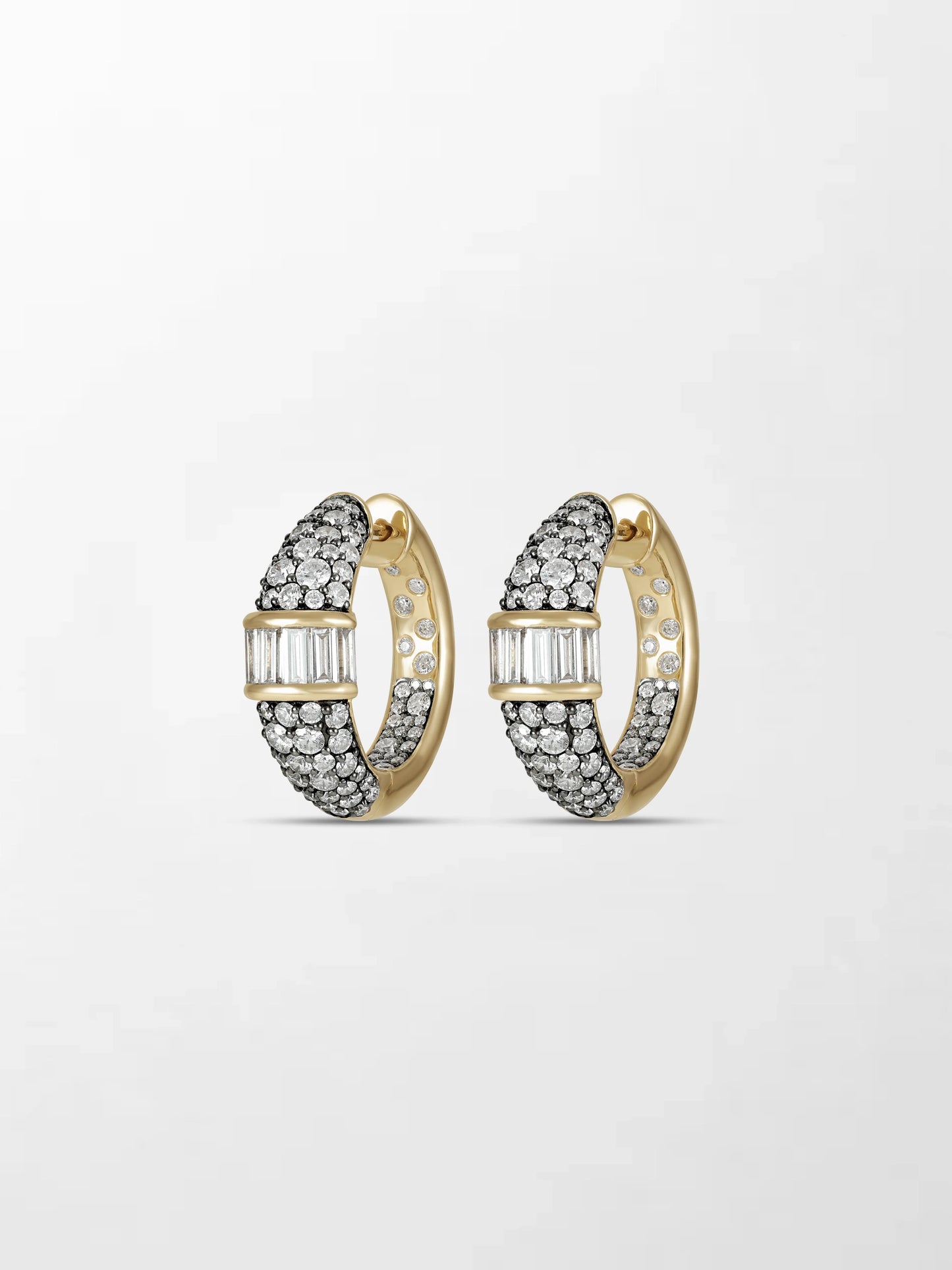 Rhodium Pavé Baguette hoops