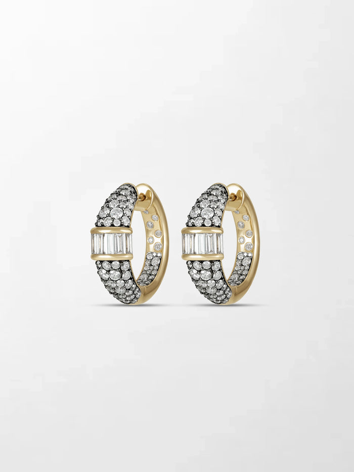 Rhodium Pavé Baguette hoops