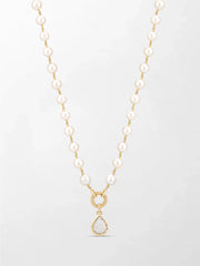 Akoya Pearl Necklace with Split Bezel Pear Pendant