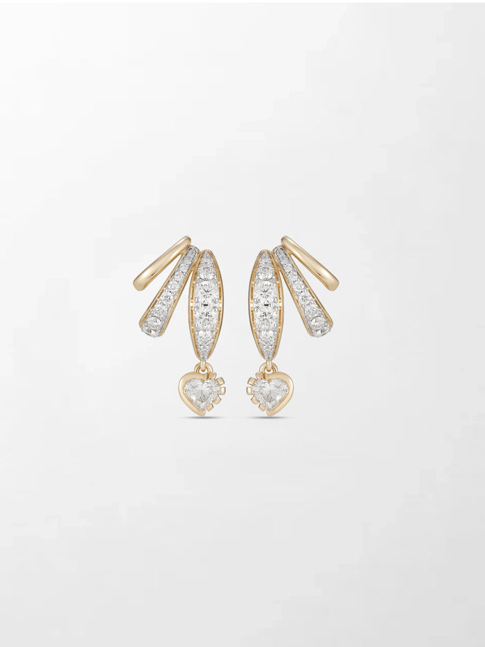 Bezel Heart Drop Earrings