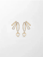 Bezel Heart Drop Earrings