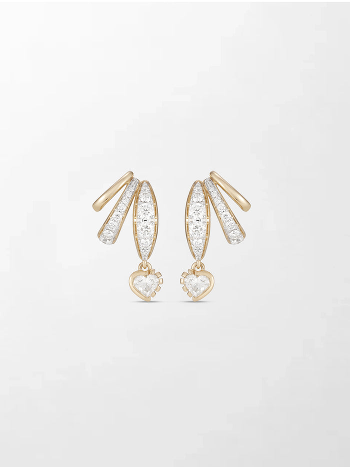 Bezel Heart Drop Earrings