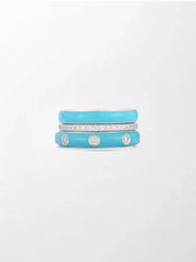 Blue Enamel Stack Ring