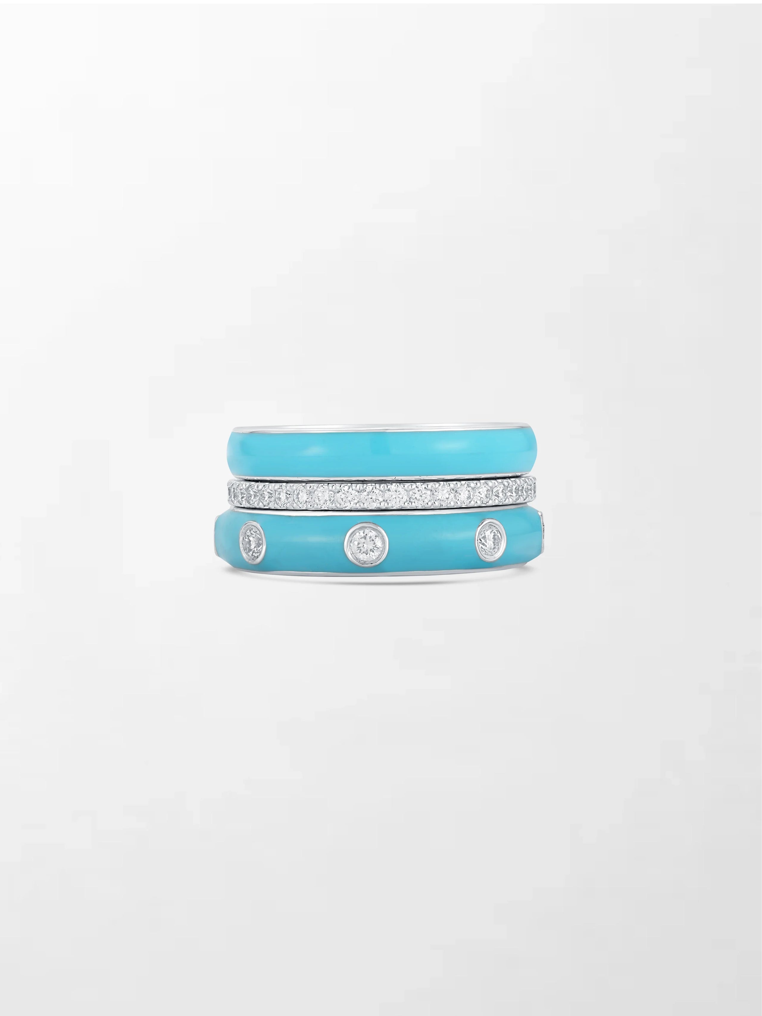 Blue Enamel Stack Ring