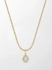 Split Bezel Snow Teardrop Pendant with Ball Chain