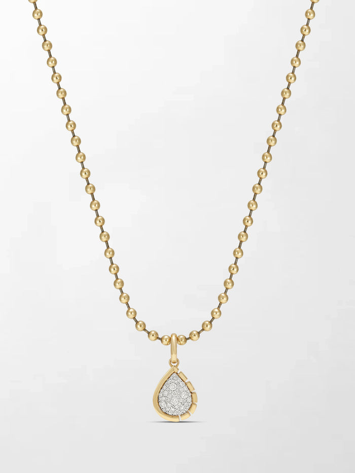 Split Bezel Snow Teardrop Pendant with Ball Chain