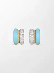 Duo Blue Enamel Pavé Huggie