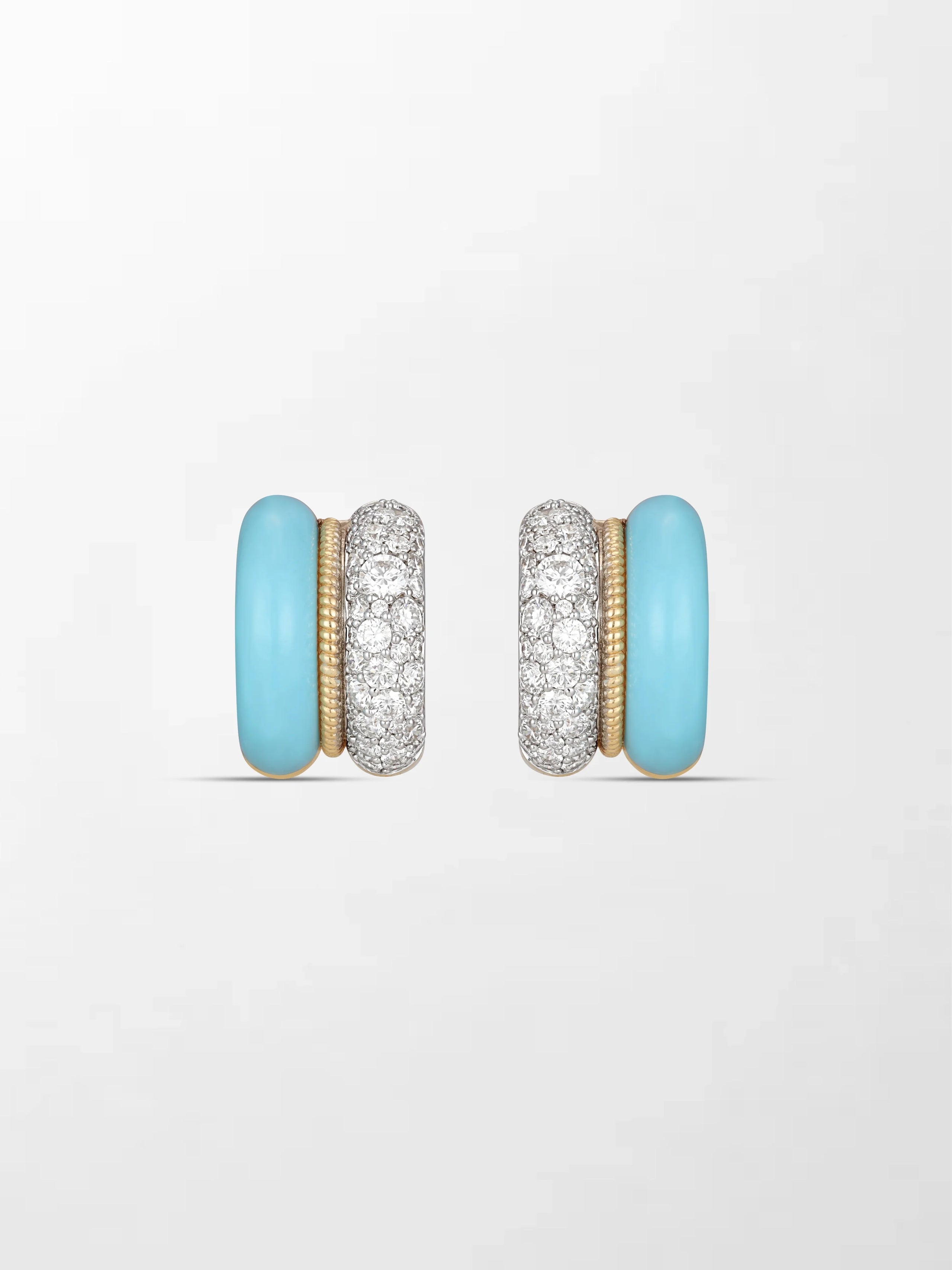 Duo Blue Enamel Pavé Huggie