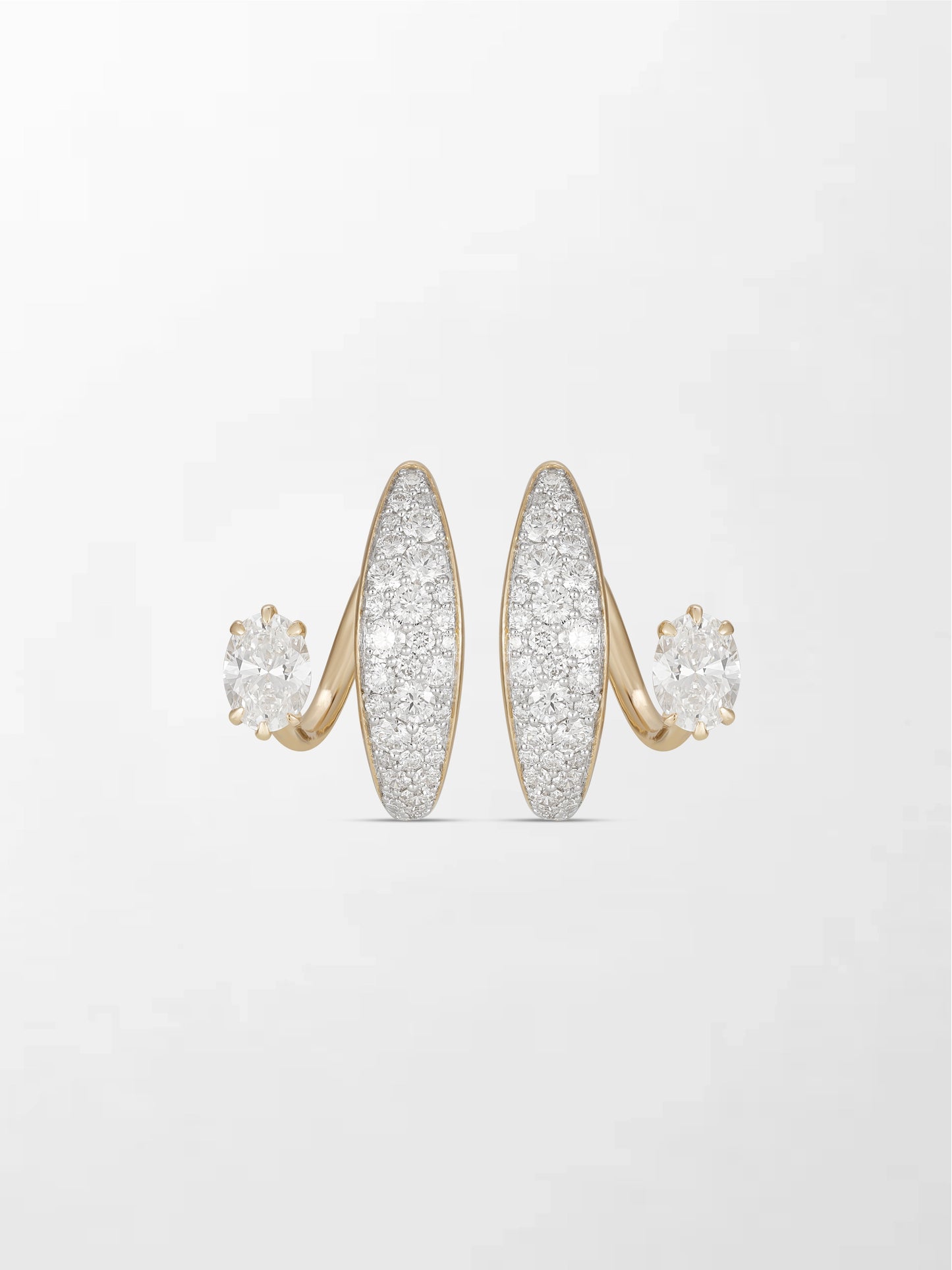 Pavé Oval Diamond Hoops
